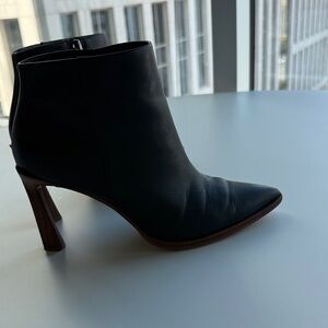 Vince Camuto “Pentlee” Black Genuine Leather Black Ankle Boots with brown sole